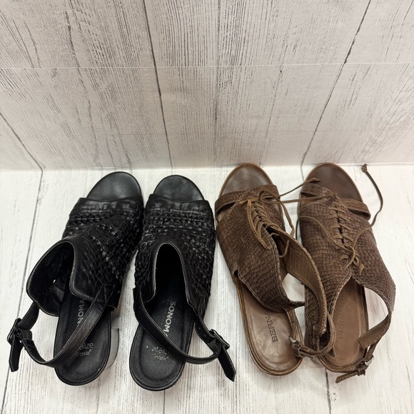 Bernardo Brown Snakeskin Lace-Up & black Sonoma Sandals, Size 8M - Picture 4 of 9